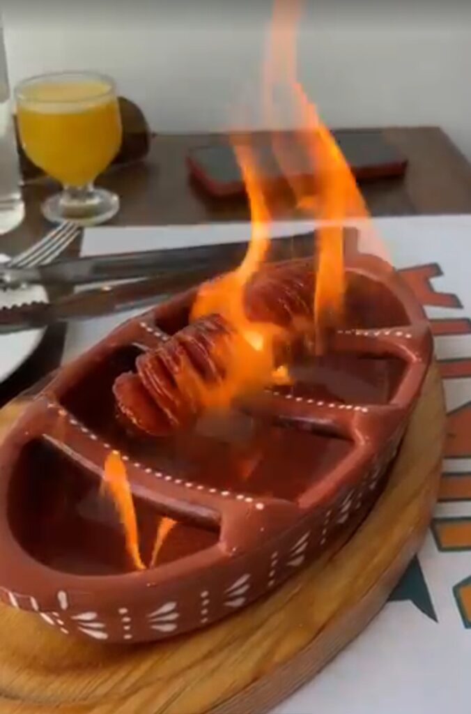 Roasted Portuguese chouriço sausage